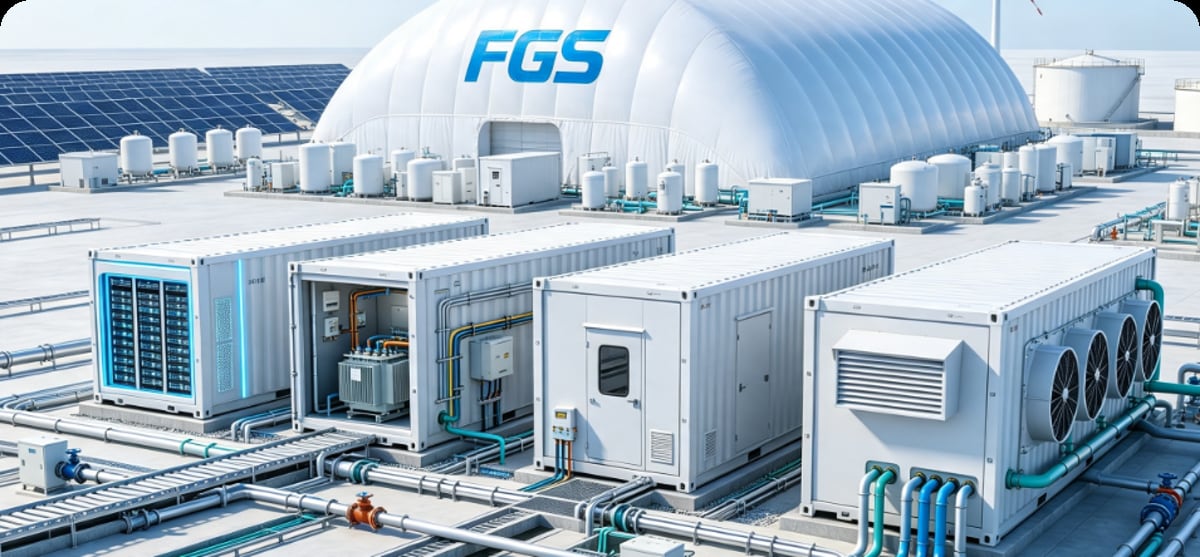 Renewable generation and long-duration storage campus integrated with containerized infrastructure