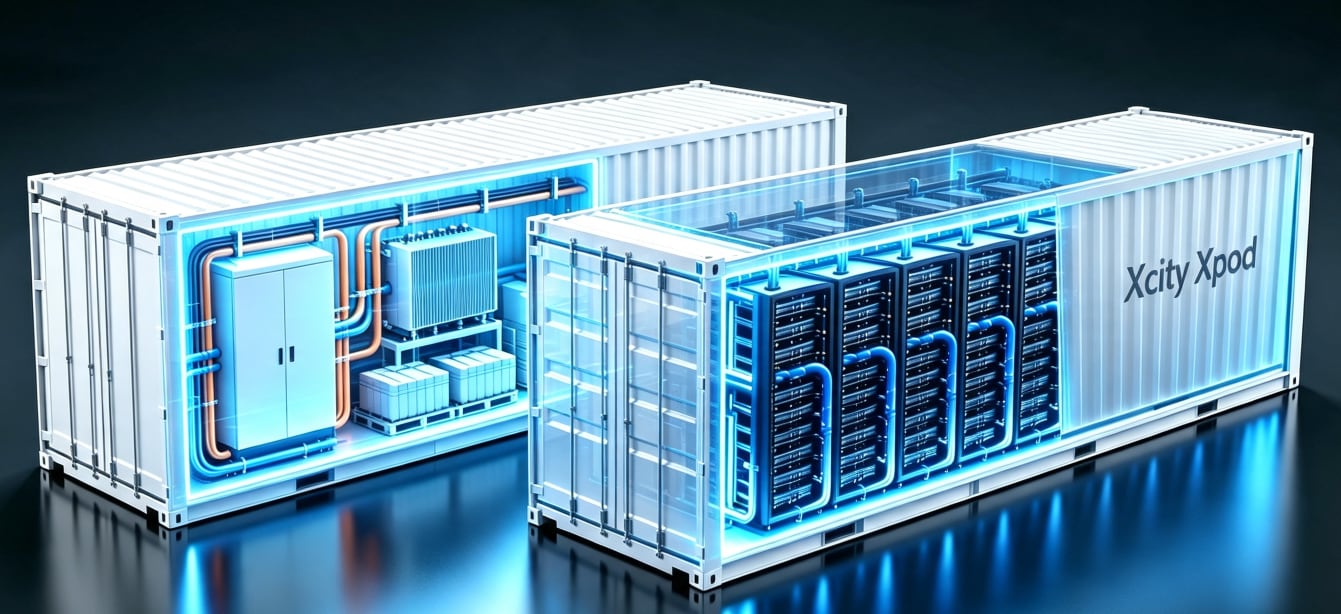 XCITY XPOD — cutaway view of the 40-ft dual-container platform